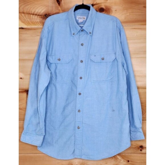 Carhartt Other - Carhartt Denim Shirt Men Large Blue Button Down Long Sleeve Casual Relaxed Fit